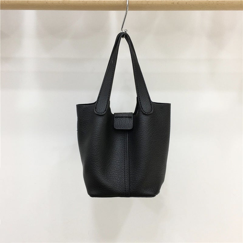 2024 Korean Fashion Basket Handbag Soft Shoulder Crossbody Bucket Bag - Image 4