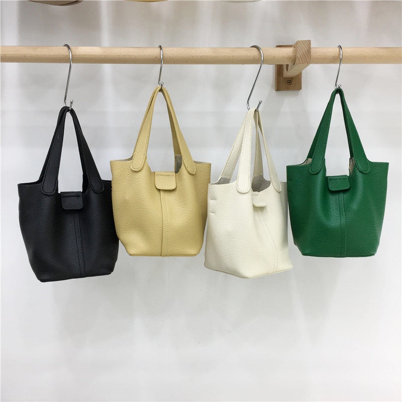2024 Korean Fashion Basket Handbag Soft Shoulder Crossbody Bucket Bag - Image 1