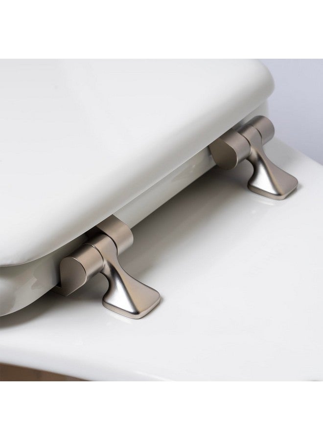 MAYFAIR 844BN 000 Toilet Seat with Brushed Nickel Hinges will Never Come Loose, ROUND , White, 1 Pack - ROUND - Image 2