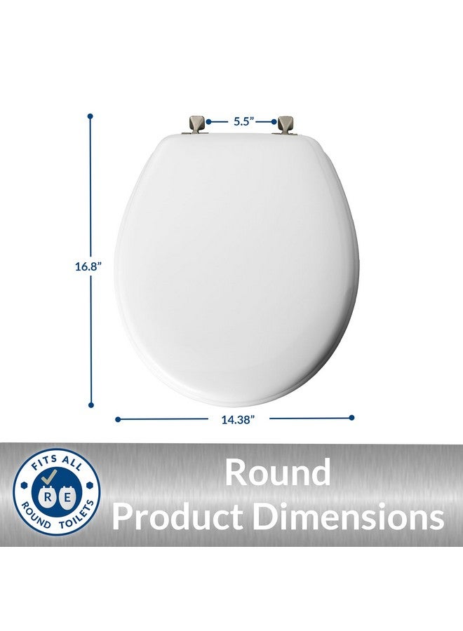 MAYFAIR 844BN 000 Toilet Seat with Brushed Nickel Hinges will Never Come Loose, ROUND , White, 1 Pack - ROUND - Image 5