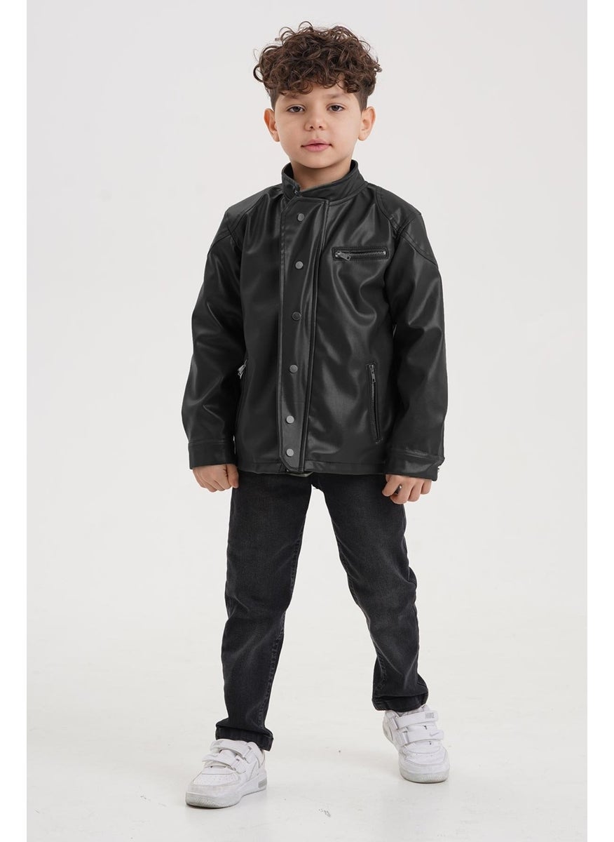 Snap-Decorated Zippered Lined Boy's Leather Jacket - pzsku/ZF8894480DD495A696C76Z/45/_/1730593370/d91c7c51-7233-4894-8aa5-25d57f2bef99