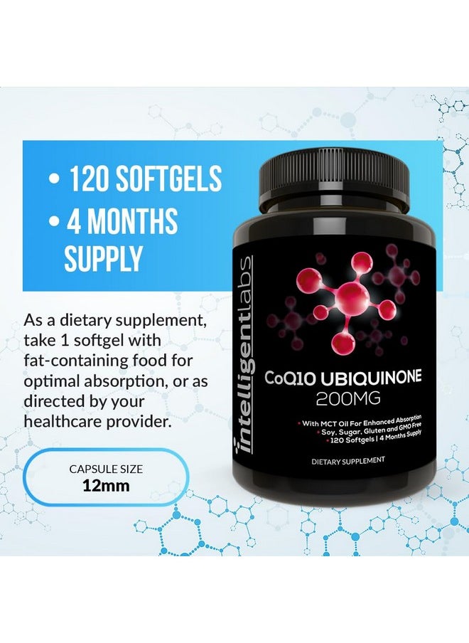 Intelligent Labs Intelligent Labs CoQ10 Ubiquinone 200mg Softgels | Coenzyme Q10 with MCT Oil for Max Absorption | Soy, Sugar, Gluten, and GMO-Free | 120 Servings | 4 Months Supply  - Image 4