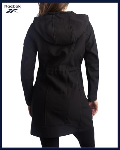 Reebok Womens Soft Shell Jacket - Lightweight Polar Fleece Lined Zip Up Hooded Jackets for Women Perfect for Fall Weather, Size Medium, Black - Image 3
