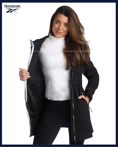Reebok Womens Soft Shell Jacket - Lightweight Polar Fleece Lined Zip Up Hooded Jackets for Women Perfect for Fall Weather, Size Medium, Black - Image 2