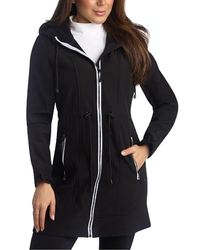 Reebok Womens Soft Shell Jacket - Lightweight Polar Fleece Lined Zip Up Hooded Jackets for Women Perfect for Fall Weather, Size Medium, Black - Image 1