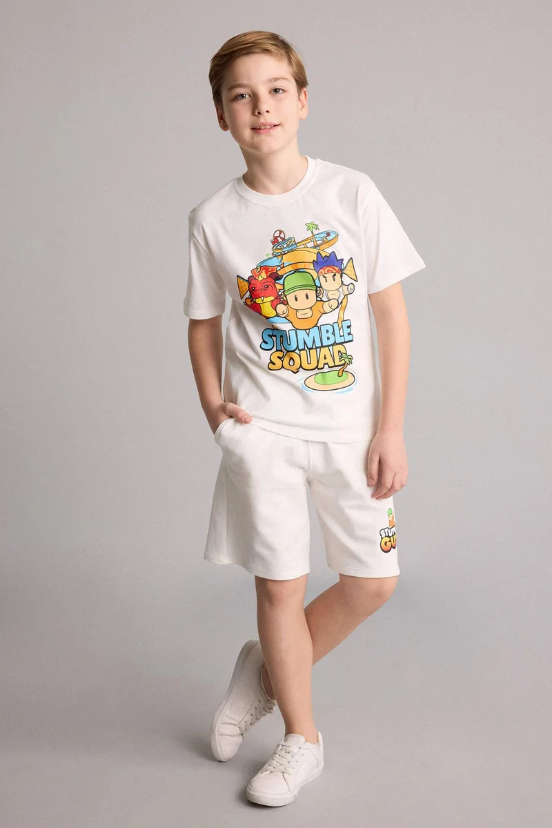 Defacto Boy Stumble Guys Sweatshirt Fabric Shorts