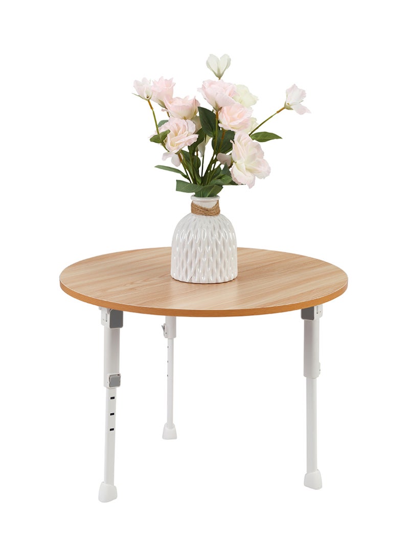 لوازم طاولة دائرية قابلة للطي - ارتفاع قابل للتعديل (27-36 سم) - 50 سم، بني - طاولة صغيرة محمولة بأرجل معدنية قابلة للتعديل وتصميم موفر للمساحة - مثالية للاستخدام في المنزل، المكتب، الدراسة وتناول الطعام - Image 1