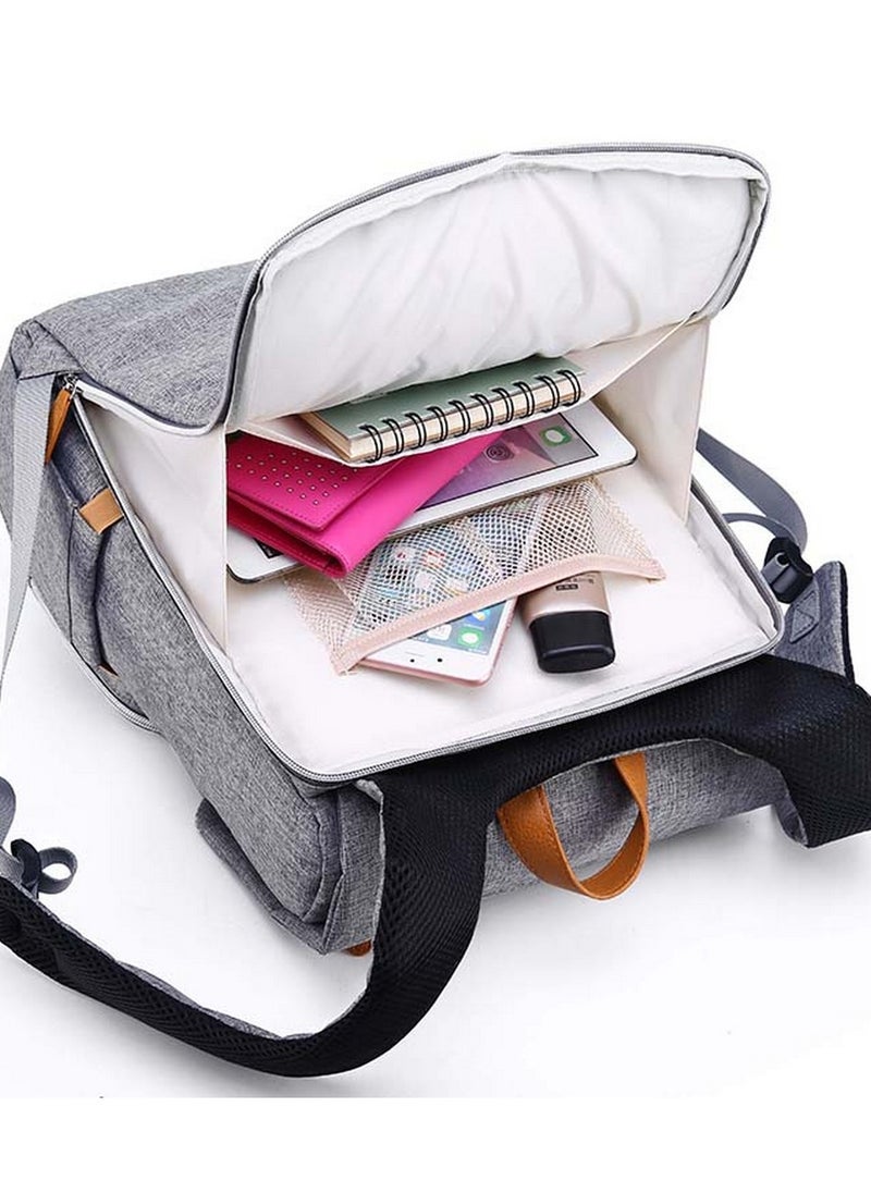 Kiddale - Multifunctional Diaper Organizer Bag With Laptop Compartment, USB Charging Cable, Insulated Pocket And Stroler Hooks- Grey - Image 1