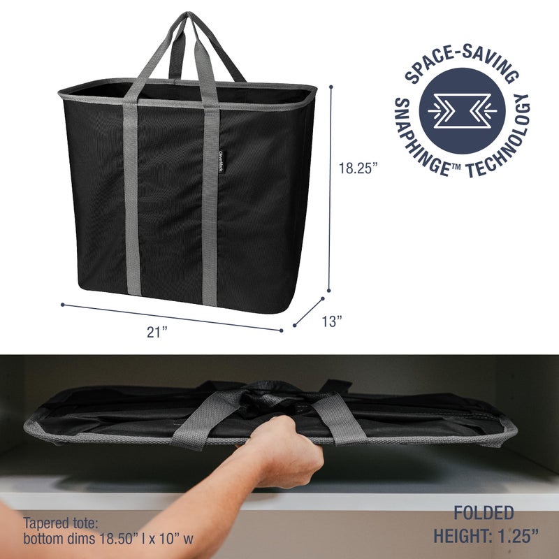 CleverMade Collapsible Laundry Caddy â€“ Foldable Laundry Hamper & Tote, XXL 64L Pop-Up Laundry Basket with Handles, Space-Saving Laundry Organizer for Home, Dorm, Closet & Travel, 2 Pack - Black Gray - Image 2