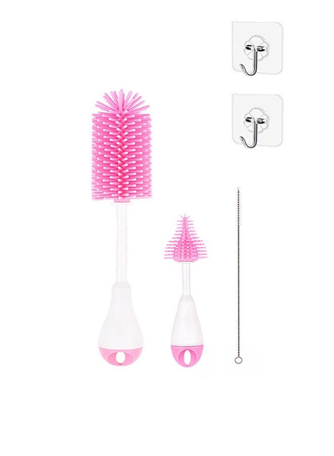 KUAZIVI 3-In-1 Silicon Brush Set Bottle Brush Cleaner For Baby Bottle Cleaning With Two Hooks - Image 1