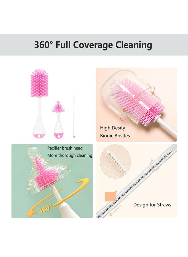 KUAZIVI 3-In-1 Silicon Brush Set Bottle Brush Cleaner For Baby Bottle Cleaning With Two Hooks - Image 2