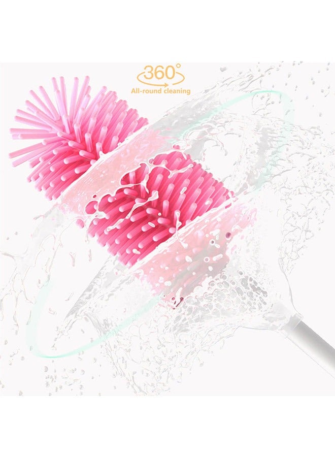 KUAZIVI 3-In-1 Silicon Brush Set Bottle Brush Cleaner For Baby Bottle Cleaning With Two Hooks - Image 4