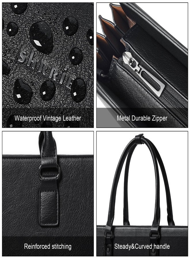 Shrrie 15.7 Inch Laptop Tote Bag for Women 15.6 Inch Waterproof Leather Computer Bags - Image 4