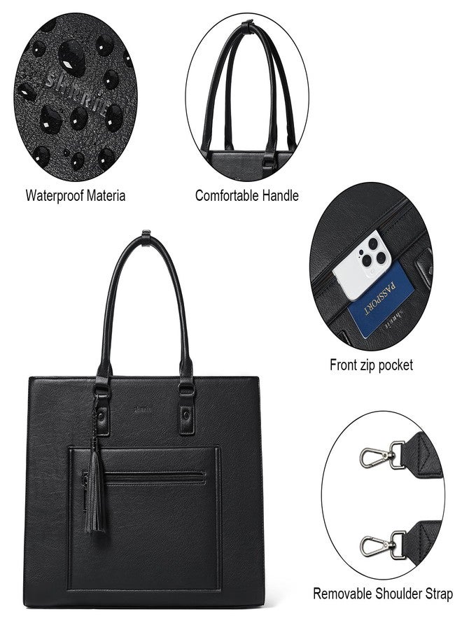 Shrrie 15.7 Inch Laptop Tote Bag for Women 15.6 Inch Waterproof Leather Computer Bags - Image 5