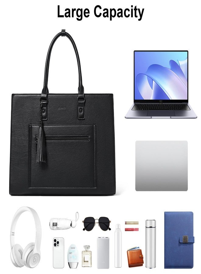 Shrrie 15.7 Inch Laptop Tote Bag for Women 15.6 Inch Waterproof Leather Computer Bags - Image 3
