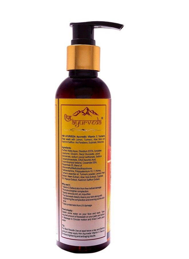 Vitamin C Turmeric Face Wash With Lemon Honeypapayaturmeric Aloe Vera And Kashmiri Saffron No Parabens Sulphate Silicones 200Ml