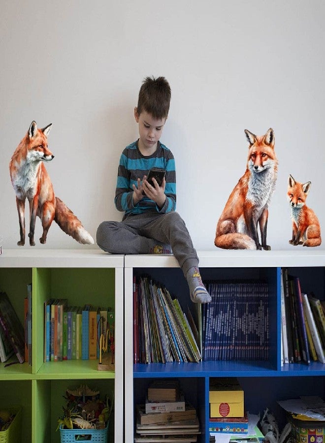 SUPERDANT Watercolor Fox Wall Stickers Cute Animal Wall Decals Fox Family Vinyl DIY Art Decor for Baby Nursery Children Bedroom Living Room Wall Decor - Image 3