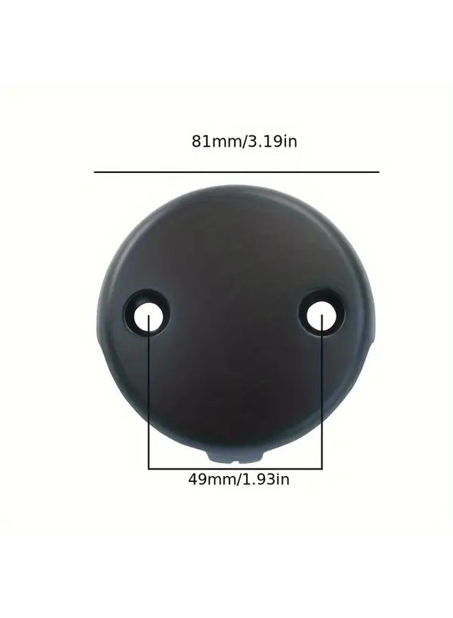 2Pcs Black Tub Overflow Drain Cover Double Hole Bathtub Plate With Screws - Image 3