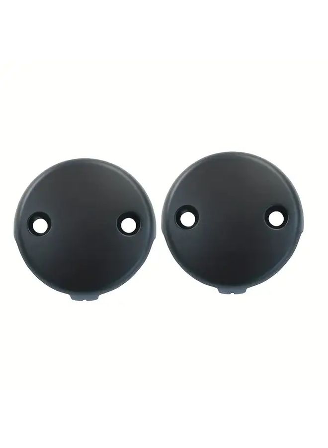 2Pcs Black Tub Overflow Drain Cover Double Hole Bathtub Plate With Screws - Image 4