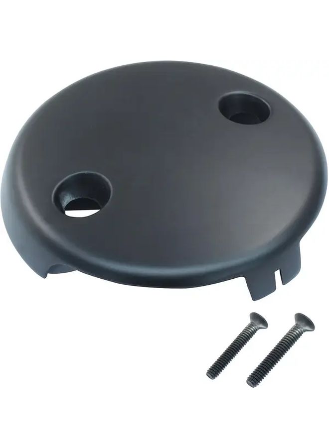 2Pcs Black Tub Overflow Drain Cover Double Hole Bathtub Plate With Screws - Image 2