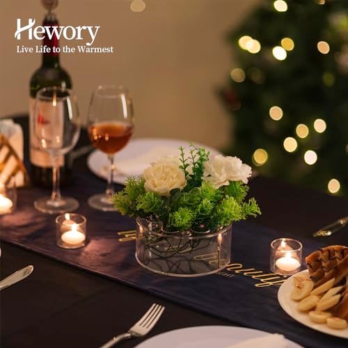 Hewory Acrylic Flower Vases for Centerpieces Round 6pcs Short Clear Floral Vase with 13 Holes, Box Arranger Bulk Low Base Holder for Wedding Birthday Party Event Dining Table Decor, 2.56"(H)×5.9"(D) - Image 4