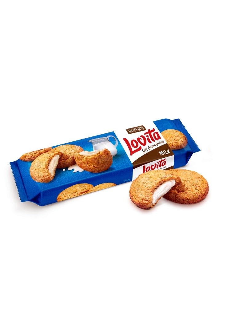 روشين كوكيز "لوفيتا" (Lovita) من "روشين" (Roshen) بقوام كريمي ناعم - نكهة الكاكاو والبندق والحليب والفول السوداني - 127 جم - Image 1