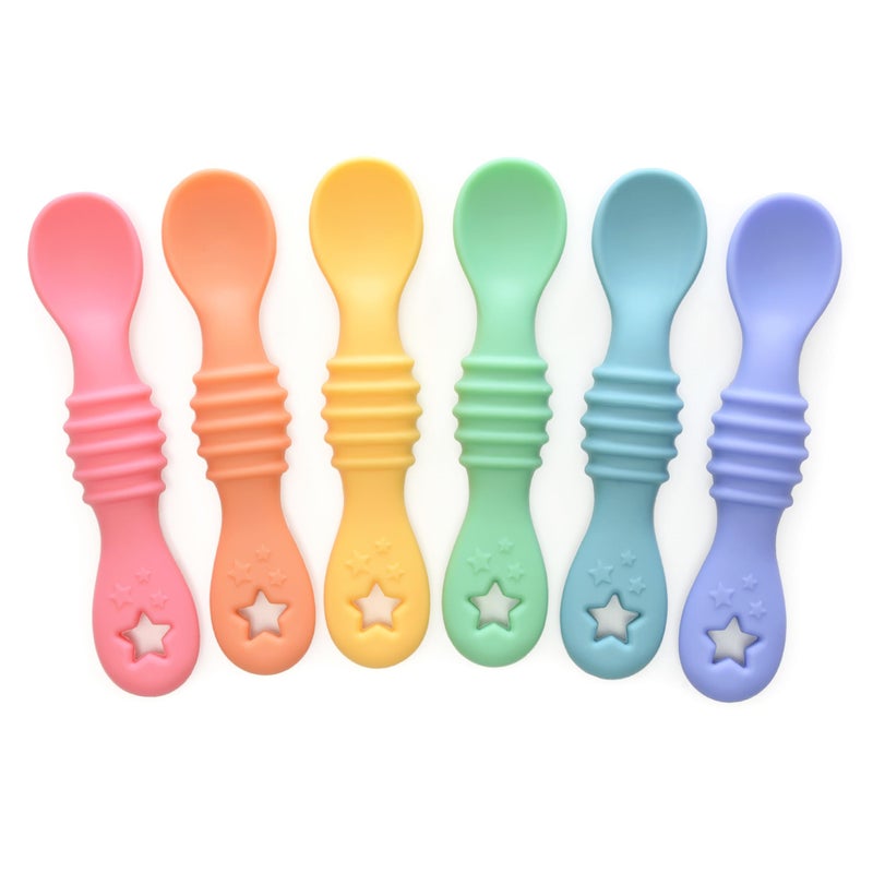 PrimaStella Little Dippers First Stage Silicone Baby Spoon 6 Pack