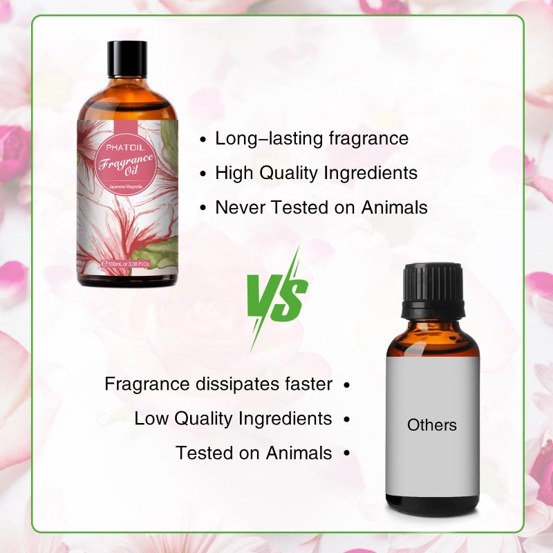 PHATOIL 3.38FL.OZ Japanese Magnolia Fragrance Oils for Aromatherapy, Essential Oils for Diffusers for Home, Perfect for Diffuser, DIY Candle and Soap Making, DIY Scented Products - 100ml - Image 5