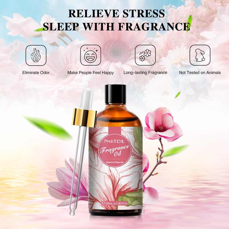 PHATOIL 3.38FL.OZ Japanese Magnolia Fragrance Oils for Aromatherapy, Essential Oils for Diffusers for Home, Perfect for Diffuser, DIY Candle and Soap Making, DIY Scented Products - 100ml - Image 4