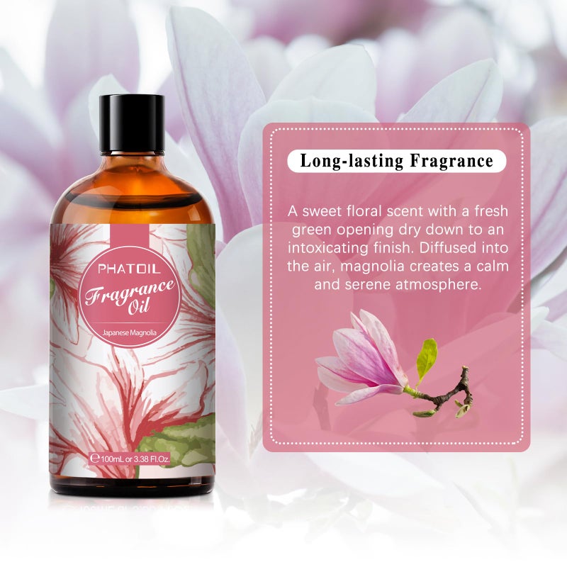 PHATOIL 3.38FL.OZ Japanese Magnolia Fragrance Oils for Aromatherapy, Essential Oils for Diffusers for Home, Perfect for Diffuser, DIY Candle and Soap Making, DIY Scented Products - 100ml - Image 3