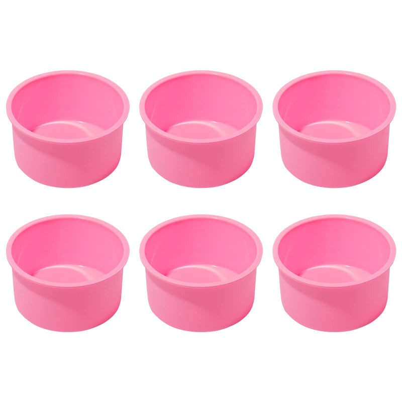 Staruby Silicone Mini Round Cake Molds, 4 Inch, Pink, Set of 6 - Image 1
