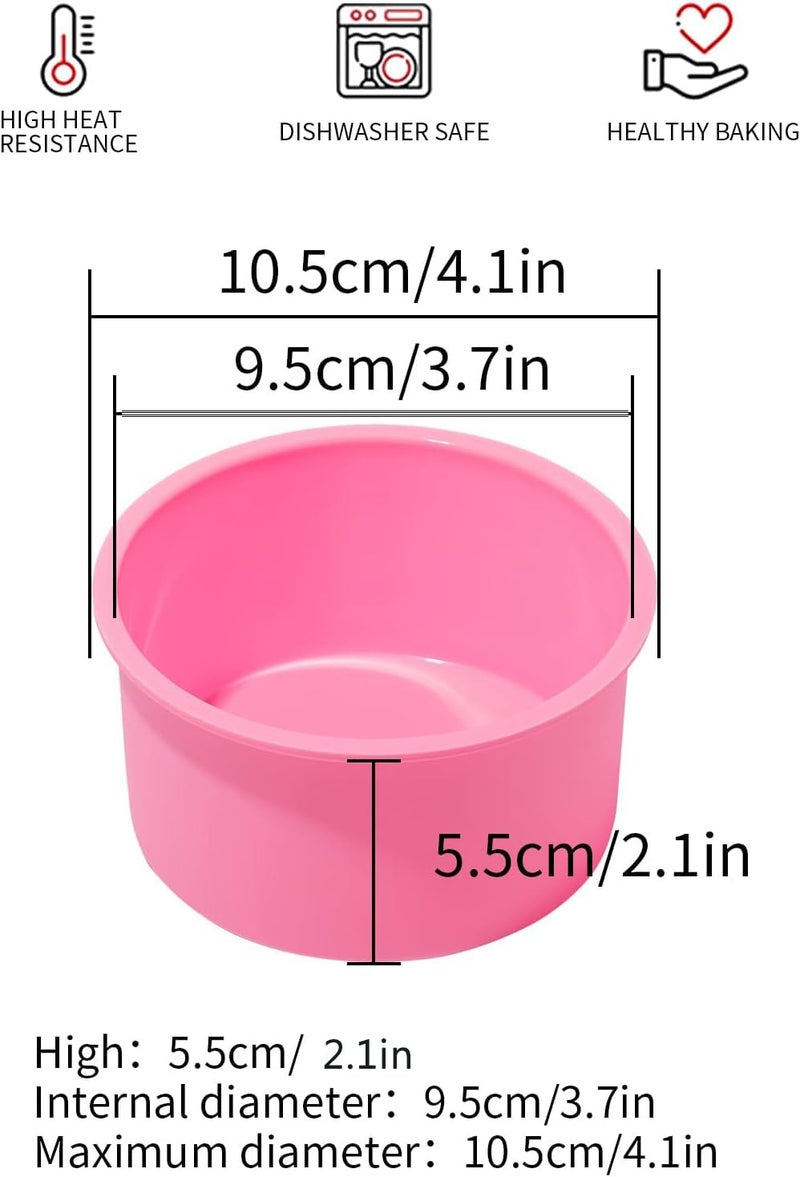 Staruby Silicone Mini Round Cake Molds, 4 Inch, Pink, Set of 6 - Image 2