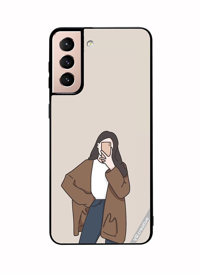 VR CREATIVE Protective Case Cover For Samsung Galaxy S21 5G Minimilist Girl Design Multicolour - Image 1