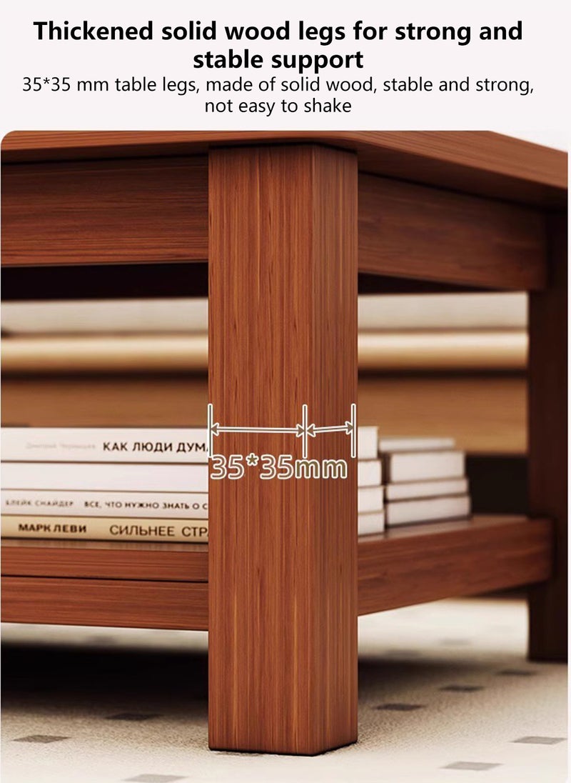 Sharpdo Coffee Table Living Room Household Small Apartment Solid Wood Thick Legs Rectangular Chinese Style Coffee Table Strong Load-Bearing Capacity 140*60*45cm  - Image 3
