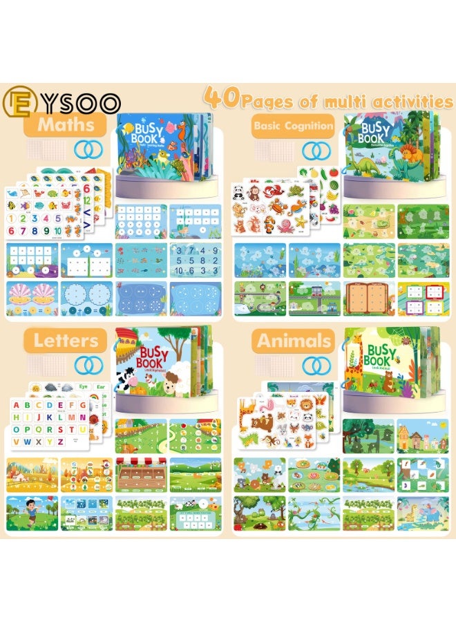  إيسو إيسو كتاب ملصقات 4 حزم كتب ملصقات مشغولة للأطفال لعبة سفر لأطفال ما قبل المدرسة أولاد بنات - Image 2