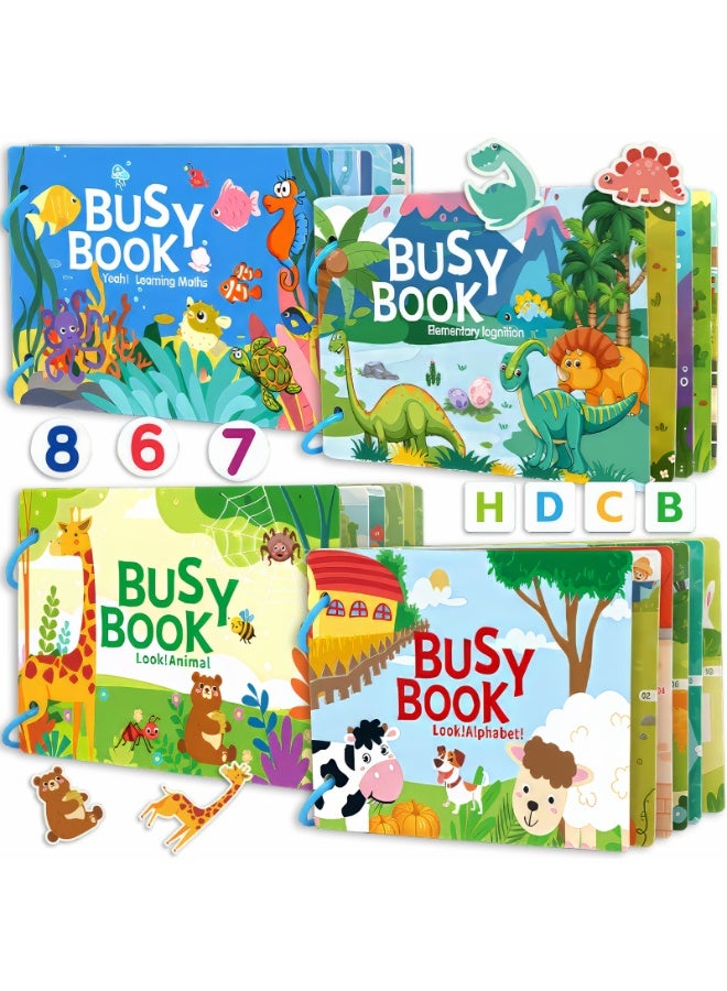  إيسو إيسو كتاب ملصقات 4 حزم كتب ملصقات مشغولة للأطفال لعبة سفر لأطفال ما قبل المدرسة أولاد بنات - Image 1