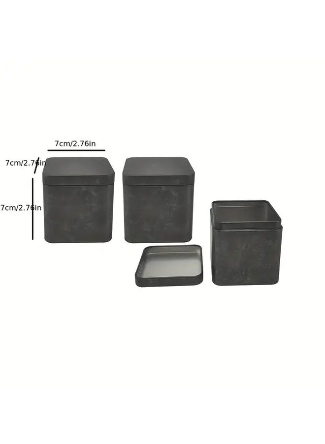 3 Pack Decorative Metal Tin Canisters Green Three Pack Square Storage Containers - Image 3
