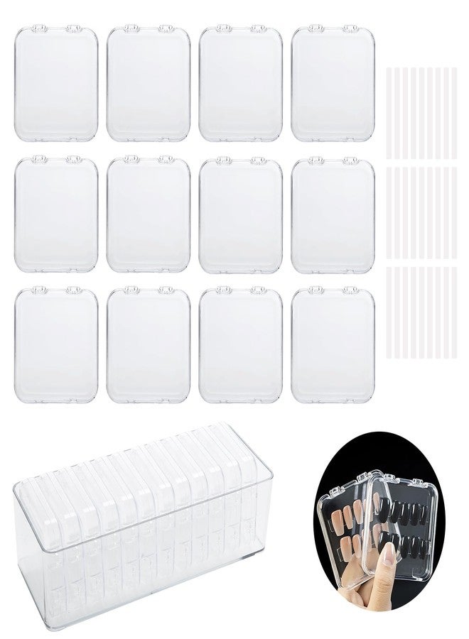 LUCKJUJU 12 Pcs 2.75" Press On Nail Storage Box Container False Nail Organizer Acrylic Display Case Packaging Box with Adhesive Double Sided Tape for Nail Art (Not Included Press On Nail) - Image 1