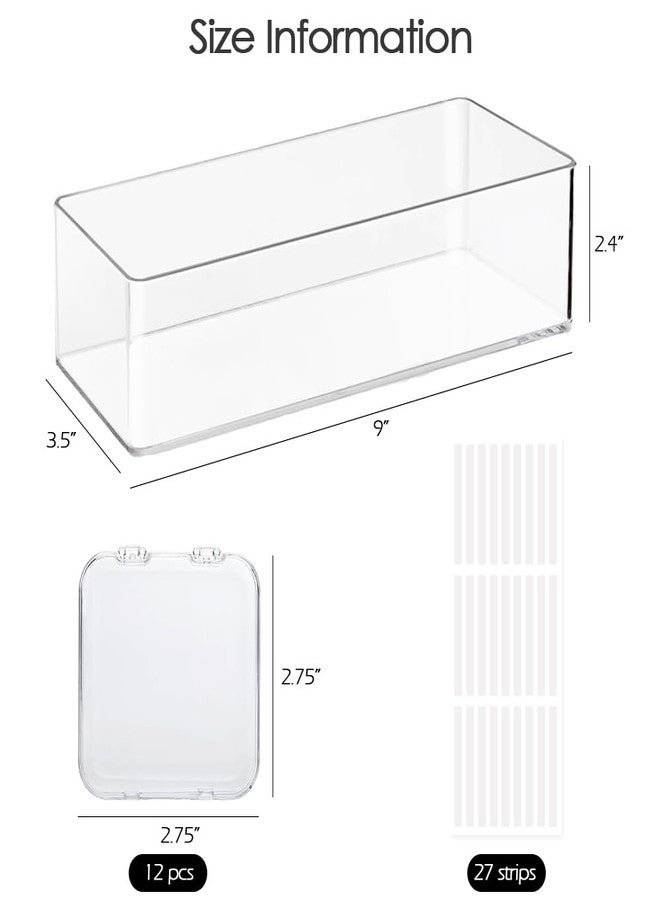 LUCKJUJU 12 Pcs 2.75" Press On Nail Storage Box Container False Nail Organizer Acrylic Display Case Packaging Box with Adhesive Double Sided Tape for Nail Art (Not Included Press On Nail) - Image 2