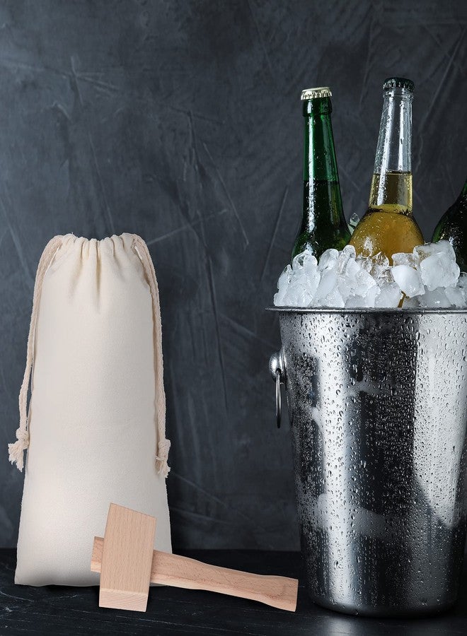 لانتيس مجموعة أدوات لويس المكونة من 4 قطع: أكياس ثلج ومطرقة، أكياس ثلج قابلة لإعادة الاستخدام مصنوعة من قماش الكانفاس، مقاس 11.8 × 7.9 بوصة، مزودة بمقبض خشبي، مطرقة لسحق الثلج، أداة سحق من الفولاذ المقاوم للصدأ مع غطاء أمان، مجموعة أدوات البار. - Image 4