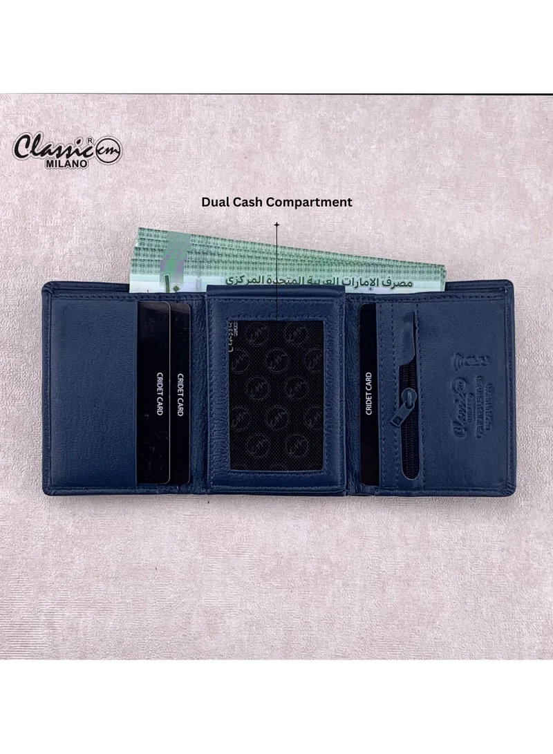 Classic Milano Classic Milano Men’s Wallet – Slim Bifold Leather Wallet for Men with RFID Blocking, Multiple Card Slots & Middle Zip – Stylish Mens Purse Wallets Gift for Husband, Father