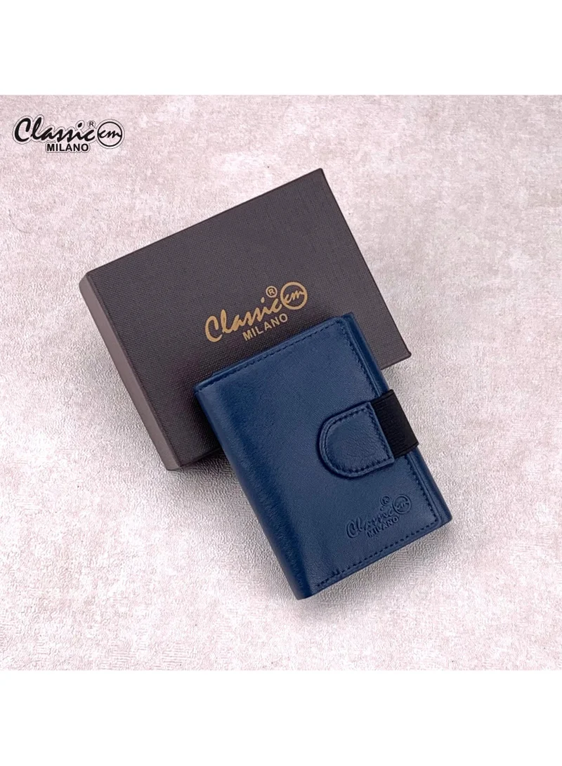 Classic Milano Blue (GTF-10-EM) Classic Milano Men’s Wallet – Slim Bifold Leather Wallet for Men with RFID Blocking, Multiple Card Slots & Middle Zip – Stylish Mens Purse Wallets Gift for Husband, Father for Men | Best Price UAE
