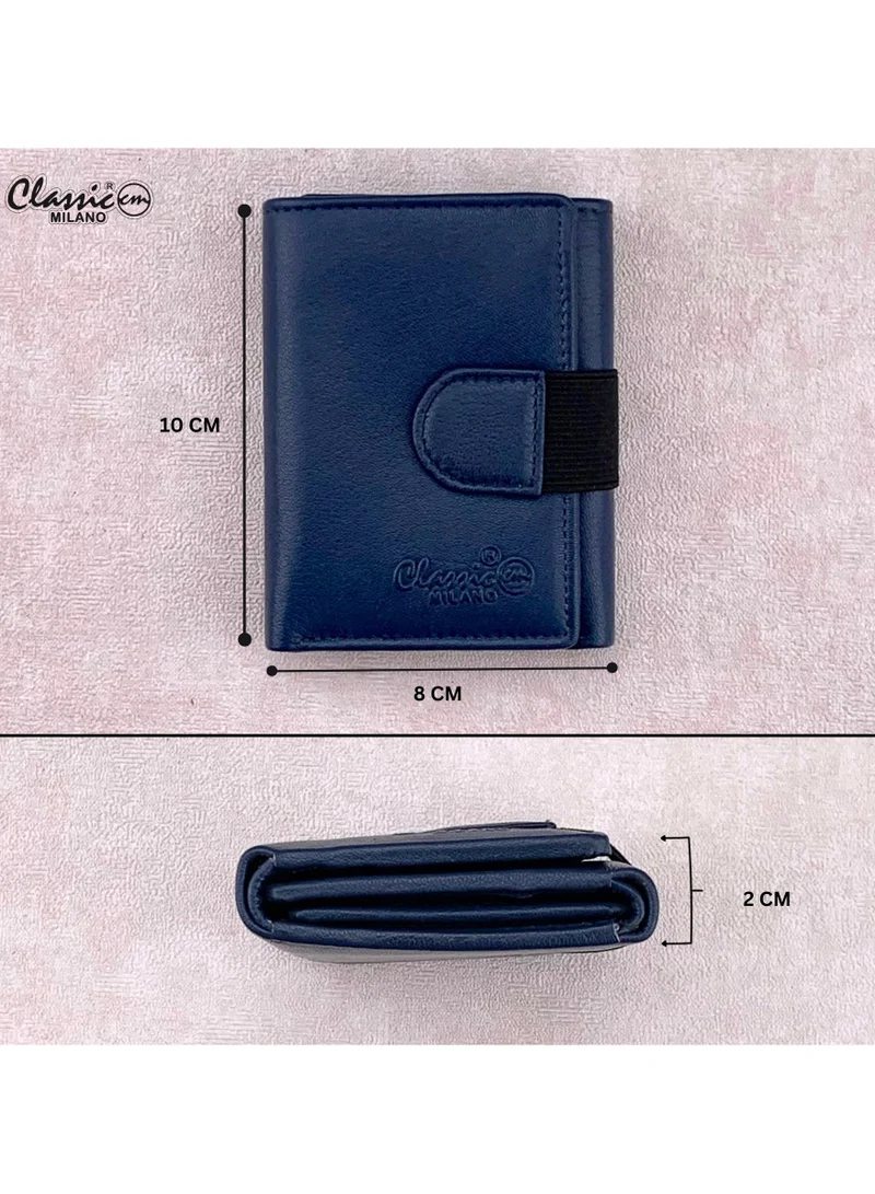 Classic Milano Blue (GTF-10-EM) Classic Milano Men’s Wallet – Slim Bifold Leather Wallet for Men with RFID Blocking, Multiple Card Slots & Middle Zip – Stylish Mens Purse Wallets Gift for Husband, Father for Men | Best Price UAE