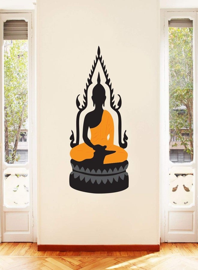 VCREATE DECOR ملصق حائط بوذا من VCREATE DECOR (فينيل PVC، المقاس: 58 سم × 28 سم) - Image 1