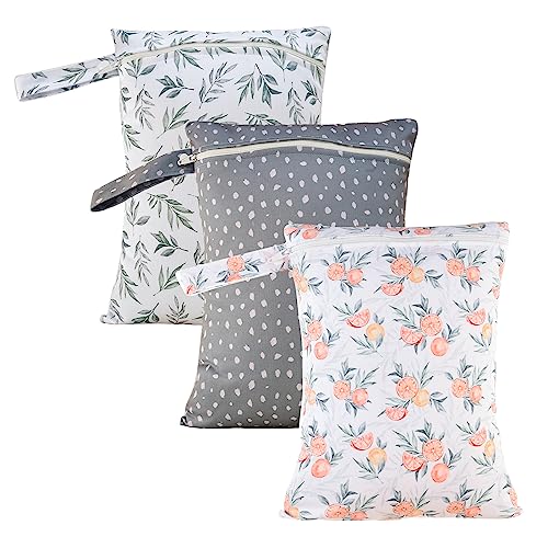 Happy Flute 3 Set Wet Bag Storage Bag Waterproof Washable Travel Bags Beach Pool Gym Bag for Swimsuits Wet ClothesOrange - Image 1