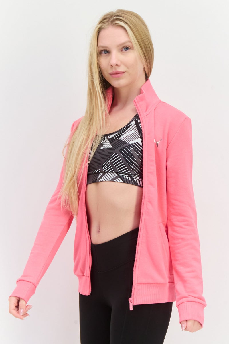 PUMA جاكيت خارجي طويل الأكمام للنساء بقصة عادية، وردي - Image 2