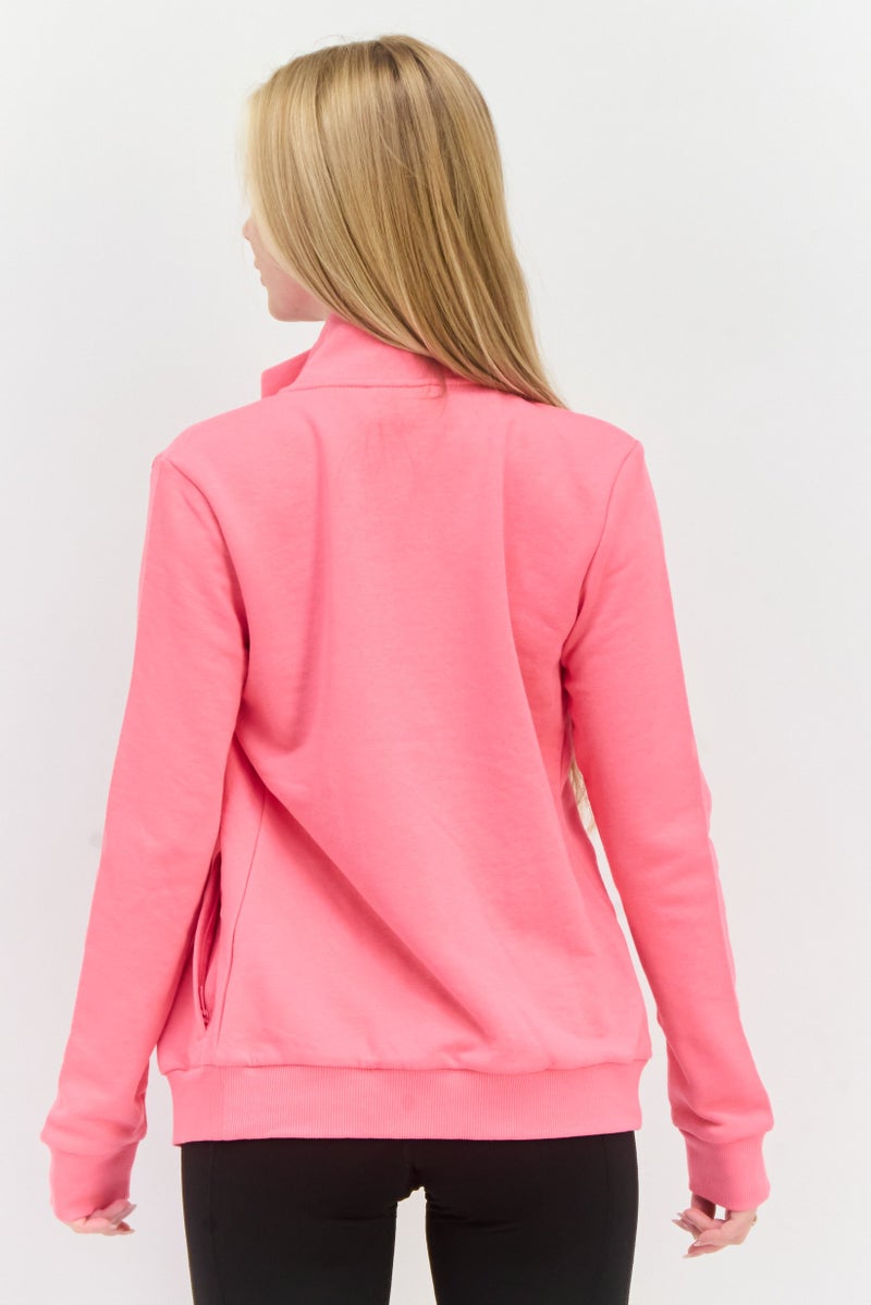 PUMA جاكيت خارجي طويل الأكمام للنساء بقصة عادية، وردي - Image 3