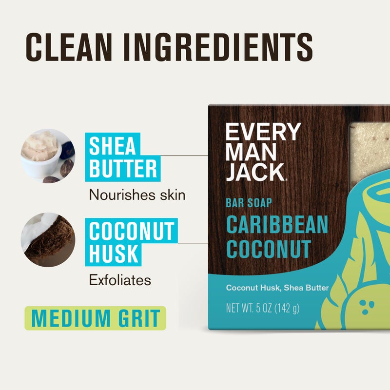 Every Man Jack Cold Processed Mens Bar Soap - Tropical Caribbean Coconut Scent - Deeply Cleans & Hydrates w/Naturally Derived Ingredients - (3 Pack) - Image 5