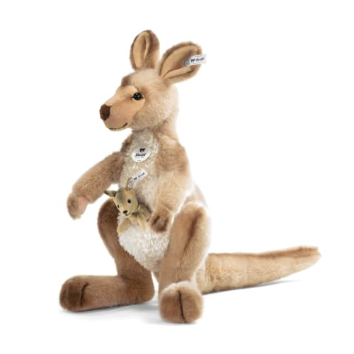 Steiff 064623 Kango Kangaroo Plush Animal Toy, Beige Tipped 16 inches - Image 1