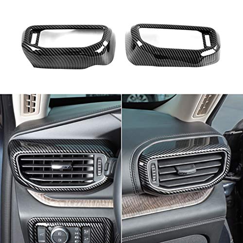 RUIHE 2pc Carbon Fiber Color Air Conditioning Dashboard Vent Cover Trim Fit for Ford Explorer 2020 2021 2022 2023 - Image 1
